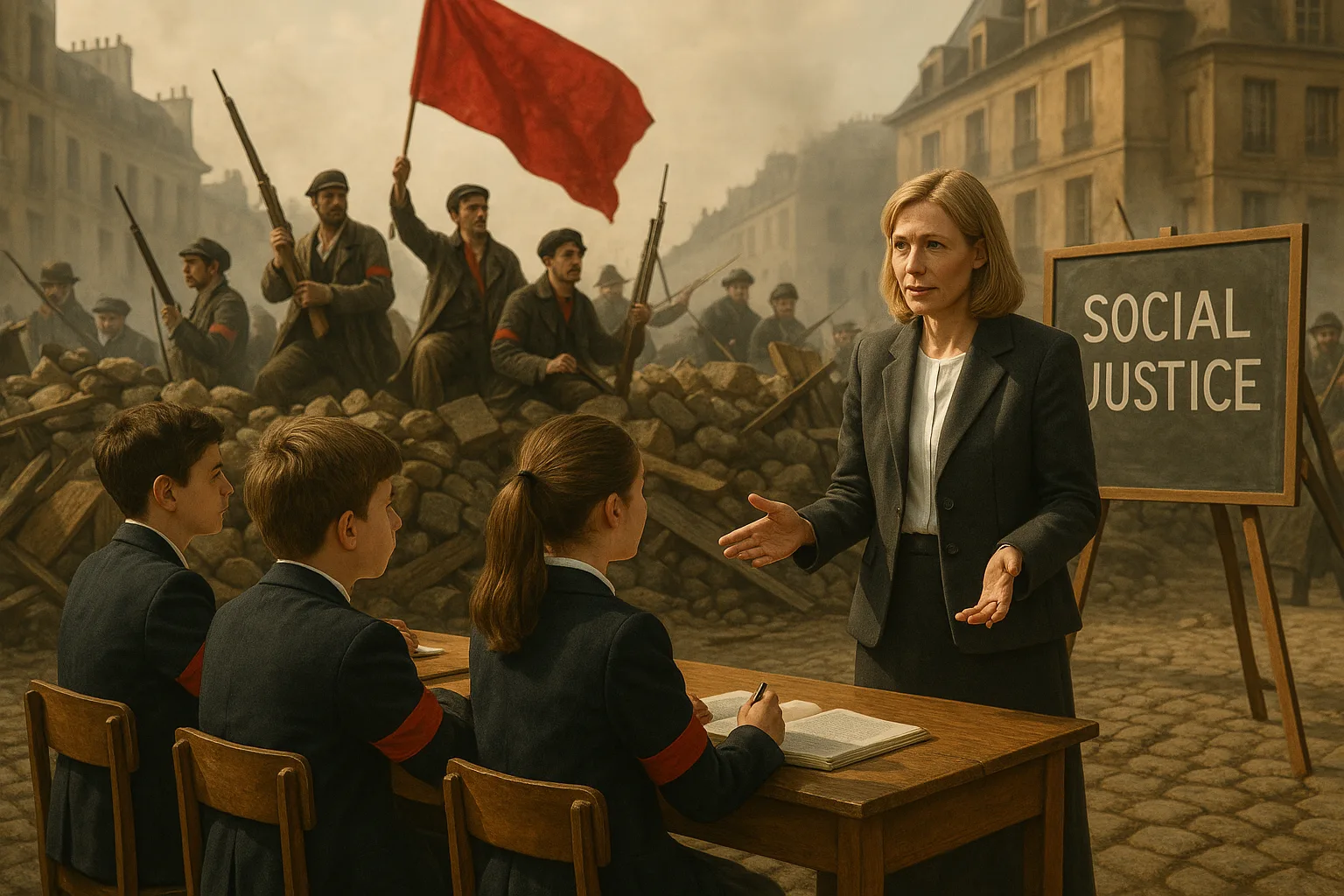 урок истории на фоне Парижской коммуны